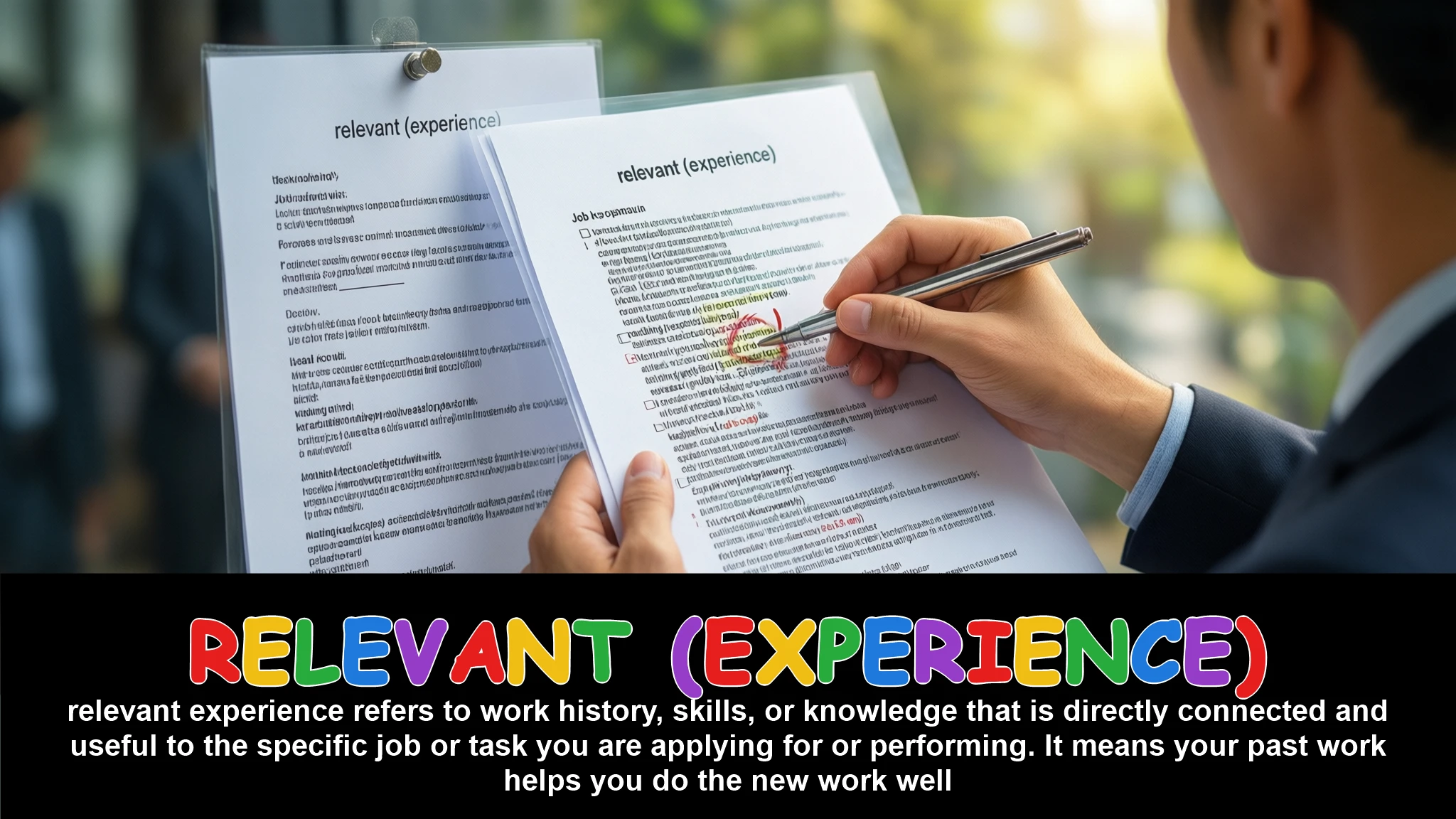 English Illustration for relevant (experience)